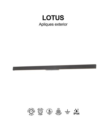 LOTUS * APLIQUE EXTERIOR 20W IP54 3000K GRIS OSCURO